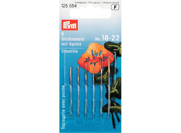 Broderinåler med skarp spiss